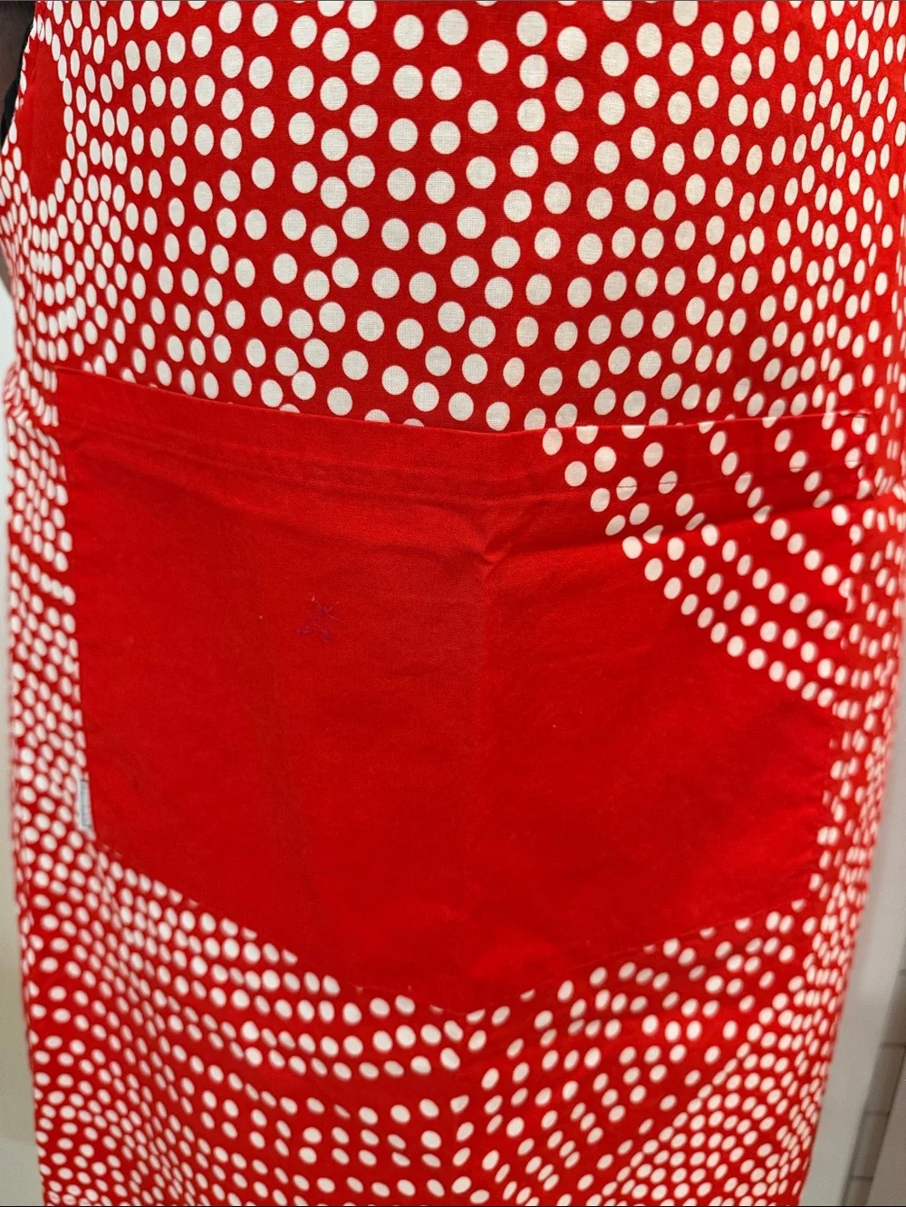 Marimekko Red and White Polka Dot Cotton Apron